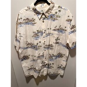 Island Shores Mens XXL Short Sleeve Button Up Shirt Tropical Island Palm Tree